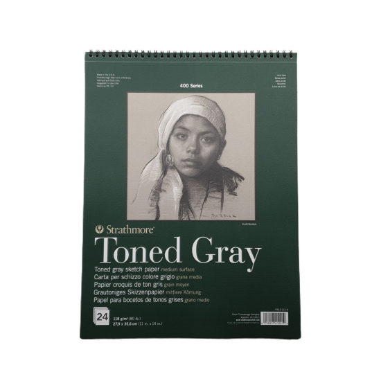 Strathmore A4+ Pad Toned Gray ( 27.9X35.6 CM x 24 sheets) 118 g/m2 Gray paper color 400 Series Heavyweight Drawing (11*14 IN) Strathmore A4+ Pad Toned Gray ( 27.9X35.6 CM x 24 sheets) 118 g/m2 Gray paper color 400 Series Heavyweight Drawing (11*14 IN)